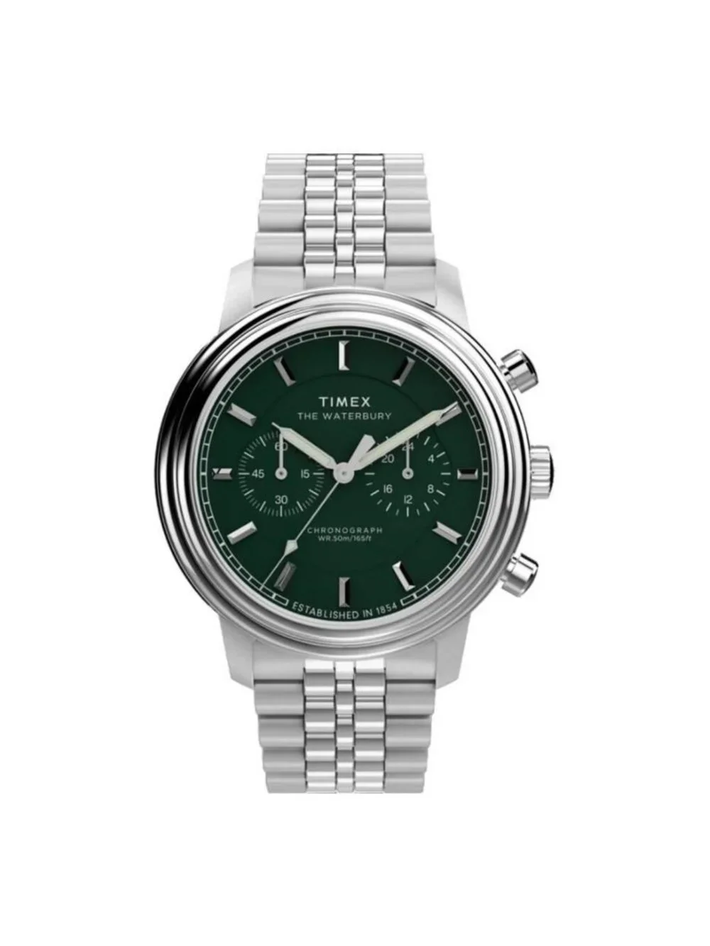 NWT Timex Waterbury Metropolitan Chronograph Quartz Green Dial Men's Watch